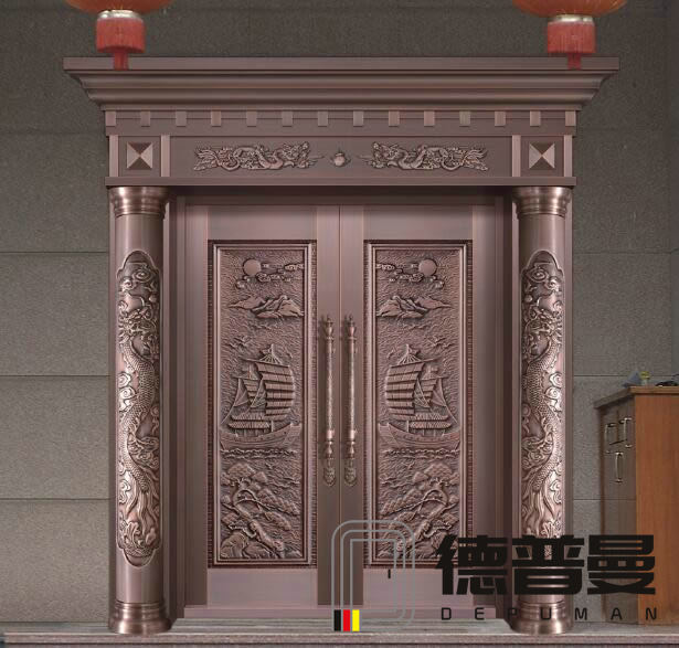 高檔別墅豪宅選擇帶龍紋羅馬柱銅門